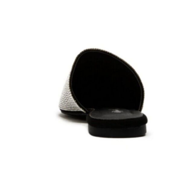 BLACK VEGAN SUEDE RHINESTONE MULE - Picture 5 of 5